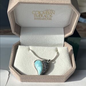 Sterling silver Silver Chole Necklace with Blue natural stone Pendant